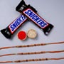 Set of Three Pearl Rakhis And Two Snickers