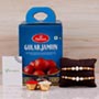 Divine Golden Pearl Thread Rakhis And Gulab Jamun Tin