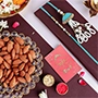 Tranquil Teal Jhumar Bhaiya Bhabhi Pearl Rakhi Set N Nutty Duo