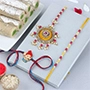 Sneh Family Rakhi Set with Kaju Roll Sweets