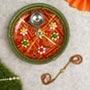 Stunning Crystal Golden Beads Rakhi with Puja Thali For UK