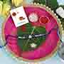 Astounding Blue Designer Rakhi with Puja Thali