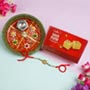 Metal Diamond  Rakhi with Puja Thali & Sweet Hamper For UK