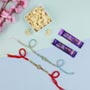 Astounding Diamond Rakhi Set with Dry Fruit Chocolate Hamper For UK