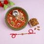 Pleasing Pink Diamond Puja Thali Almond Rakhi Hamper For UK