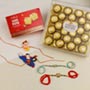 Designer Family Rakhi Set With Sweet & Chocolate Hamper For UK