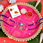 Hamsa Palm Hand Rakhi set with Puja Thali