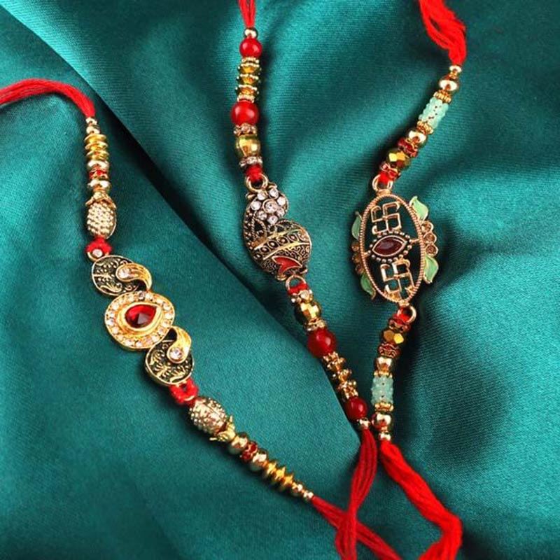 Send Stone Beaded Rakhi Set - Canada Online | Rakhibazaar.com