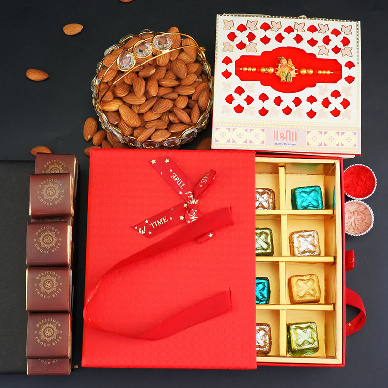 Send One Radha Krishna Rakhi with Chocolates Gift Pack Online ...