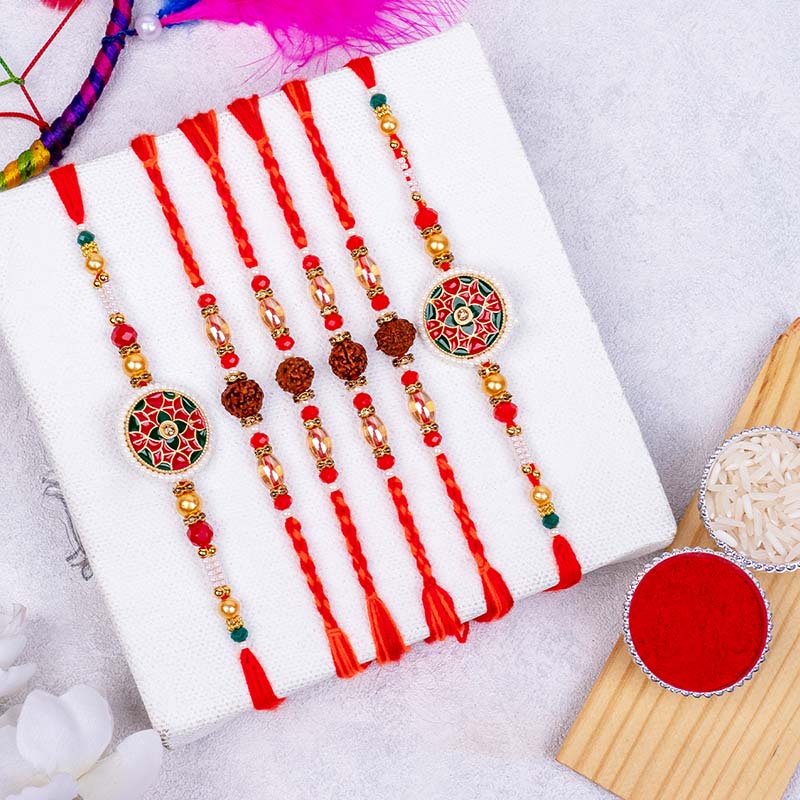 Large Rakhi Send Set of Six Astonishing Rakhis Online | Rakhibazaar.com