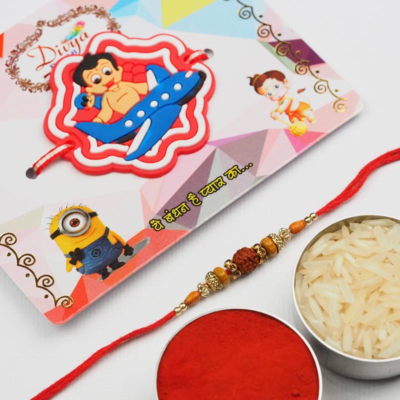 Send Rudraksha & Kids Set of 2 Rakhis Online | Rakhibazaar.com