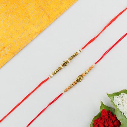 Rajasthani Brass  2 Rakhi Set