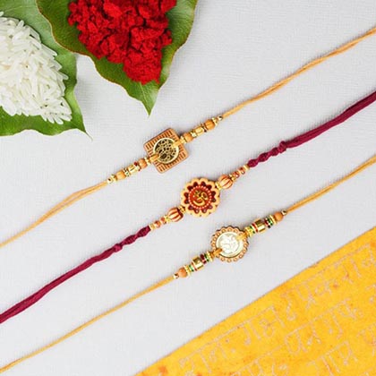 Aum & Ganpati 3 Rakhi Set