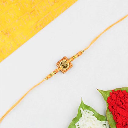 Aum in square art wood work Rakhi