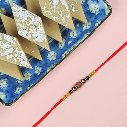 Rudraksh Rakhi & Kaju Katli Sweet