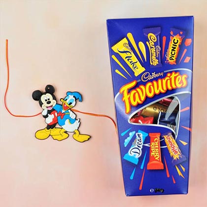 Mickey Donald Rakhi With Cadbury Favourites