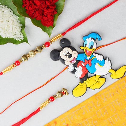 Bhaiya Bhabhi & Mickey Donald 3 Rakhi Set