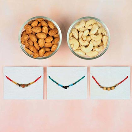 3 Premium Rakhi Set with Dry Fruits