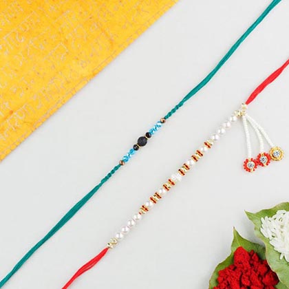 Lava Stone & White Pearl 2 Bhaiya Bhabhi Rakhi