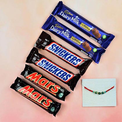 Green Agate Stone Rakhi With Chocolates