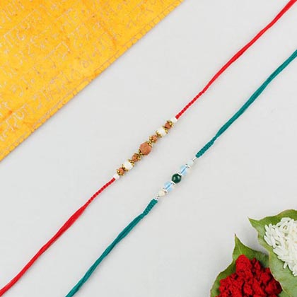 Agate Crystal & Rudraksh 2 Rakhi Set