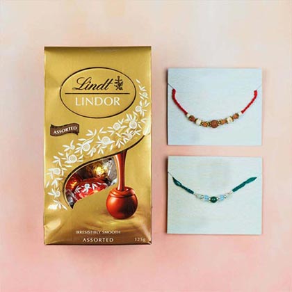 Rudraksh & Agate Rakhi with Lindt Lindor