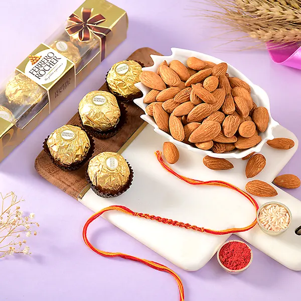 Kalava Rakhi with Almonds and Ferrero Rocher 5