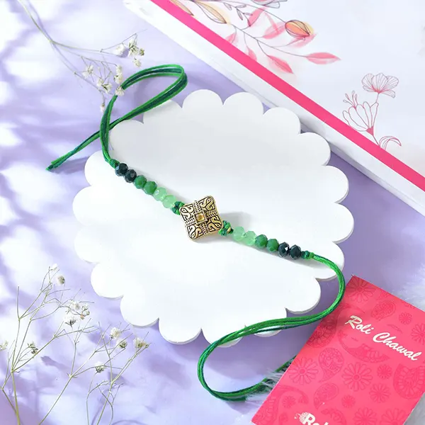 Emerald Radiance Rakhi With Dryfruits