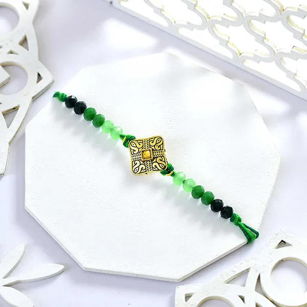 Emerald Radiance Rakhi With Cashew and Ferrero Rocher 5