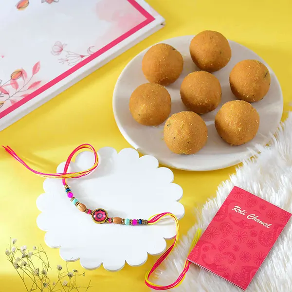 Star Rakhi with Besan Laddu