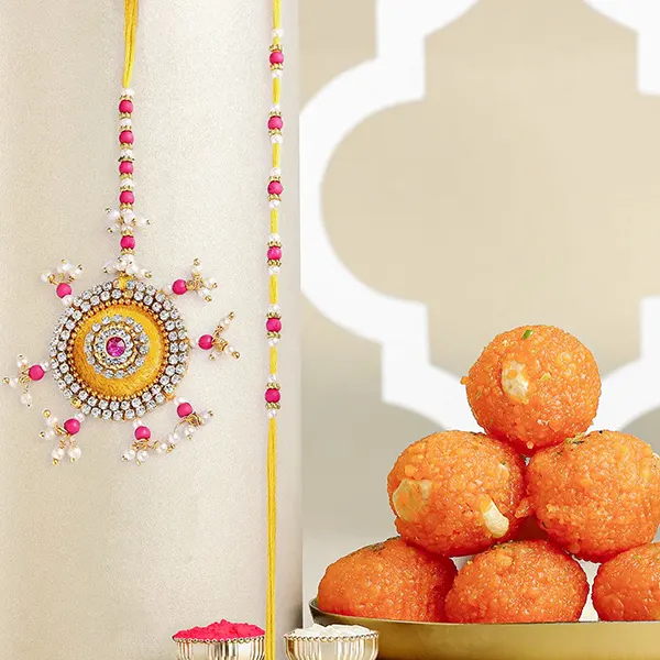 Bhaiya Bhabhi Beads Rakhi N Motichoor Laddoo