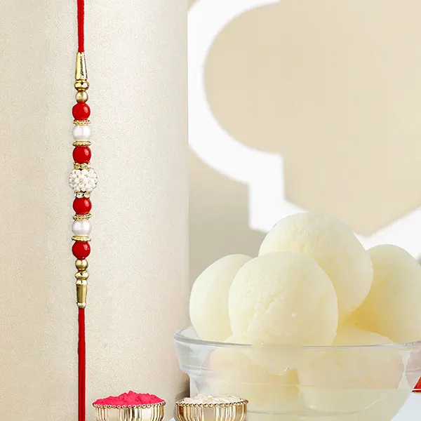 Luminescent Luster Pearl Rakhi N Gulab Jamun