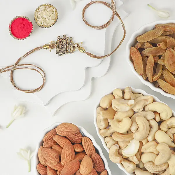 Ethereal Embrace Ram Darbar Rakhi With Dry Fruits