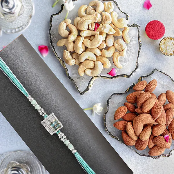 Imperial American Diamond Rakhi With Almonds and Cashew