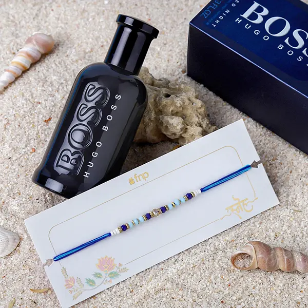 Beads of Bond Blue Rakhi N Hugo Boss Perfumes