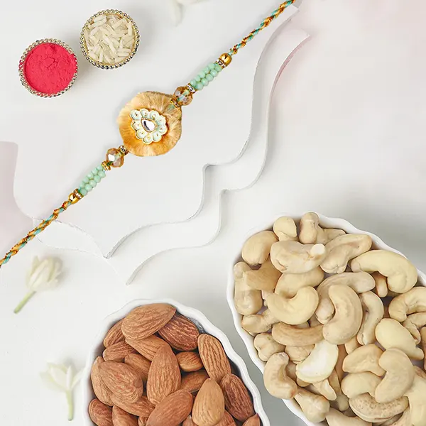 Artisan Affection Ethnic Rakhi With Almonds and Cashew