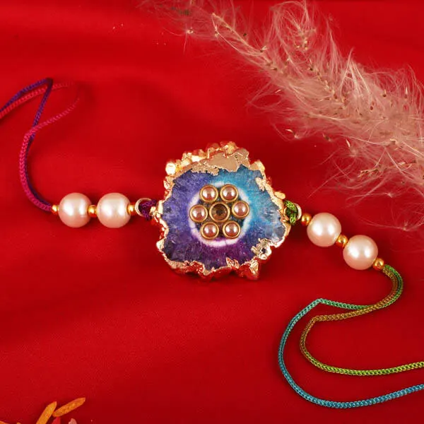 Druzy Stone Rakhi Combo Gift