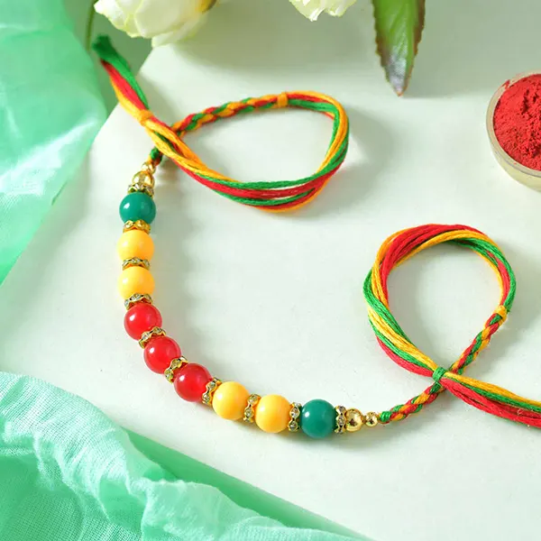 Multi Color Beaded Rakhi and Soan