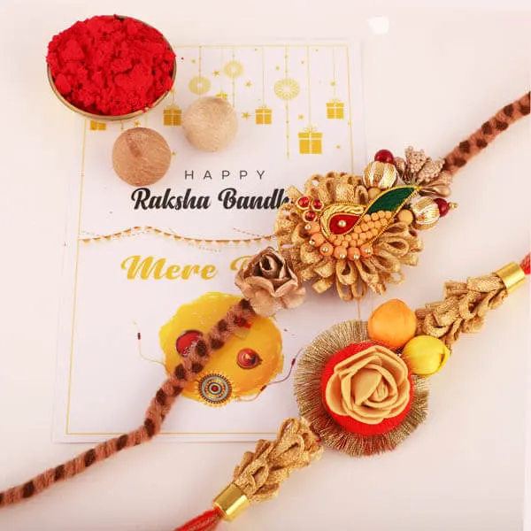 Two Distinct Rakhis with Rasgulla and Gulabjamun