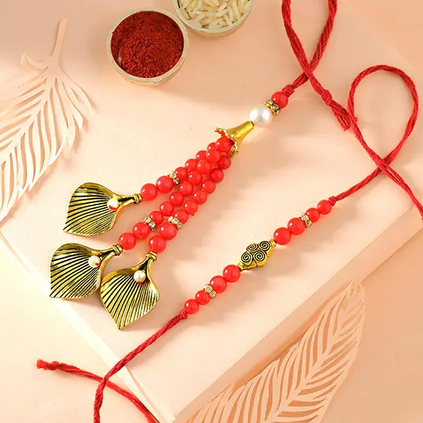 Blazing Red Bhaiya N Bhabhi Rakhi Set