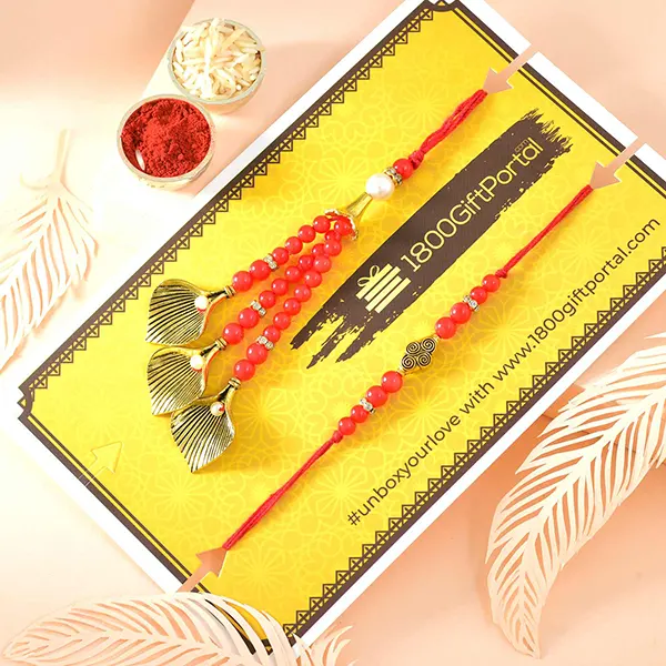 Blazing Red Bhaiya N Bhabhi Rakhi Set