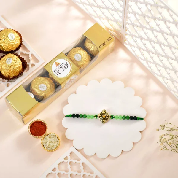Premium Rakhi Gift Combo with Ferrero Rocher