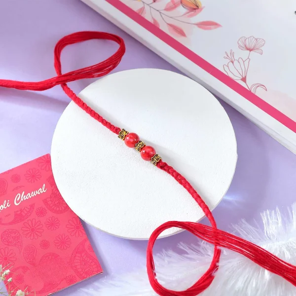 Premium Red Beaded Rakhi