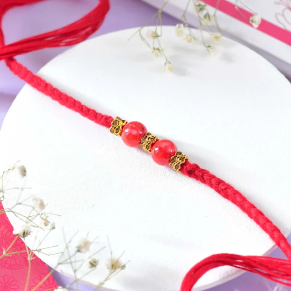 Premium Red Beaded Rakhi