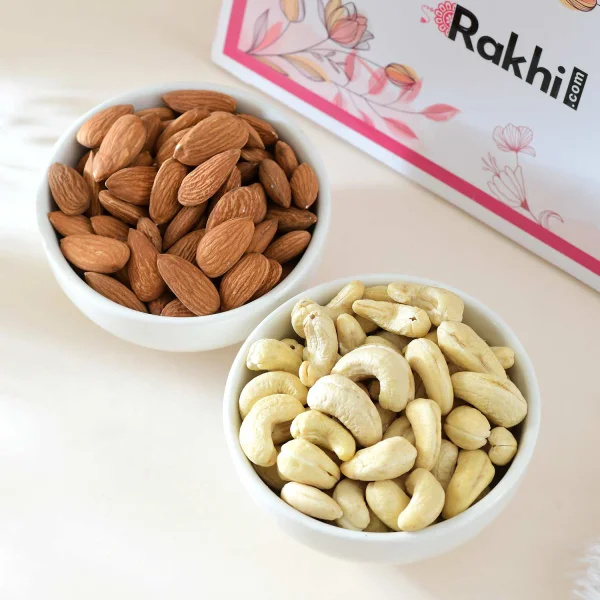 Floral Shaped Rakhi Gift Combo with Assorted Dryfruits