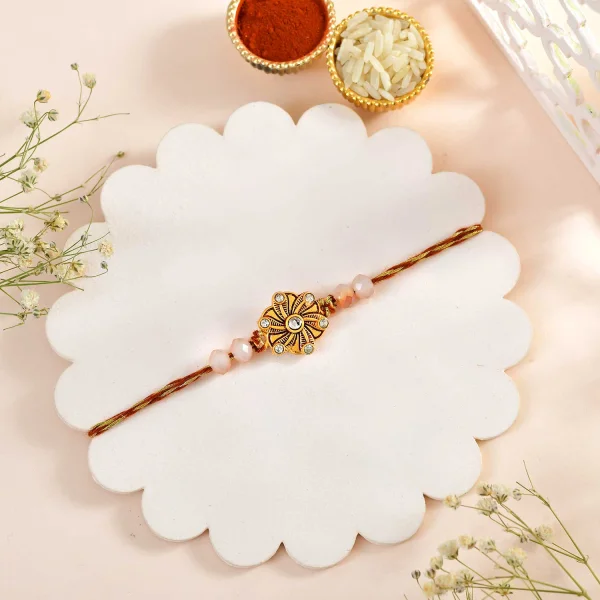 Classic Golden Flower Rakhi