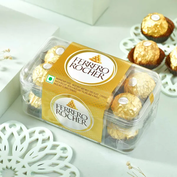 Five Rudraksha Rakhi Gift Combo with Ferrero Rocher