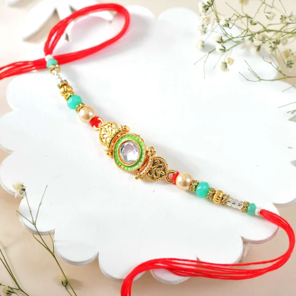 Classic Kundan Rakhi Gift Combo with Assorted Dryfruits