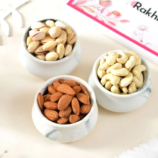 Classic Kundan Rakhi Gift Combo with Assorted Dryfruits