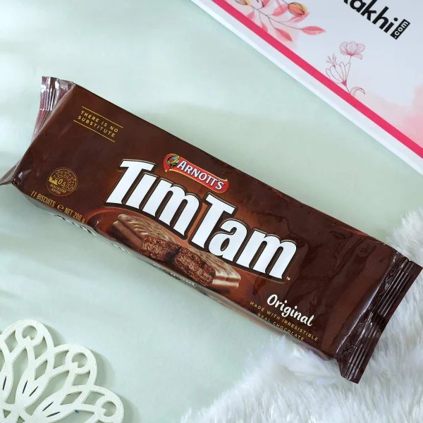 Bhaiya Rakhi Gift Combo with TimTam Choco Biscuits